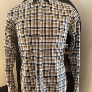 Hugo Boss Brown and White Plaid Casual Shirt
